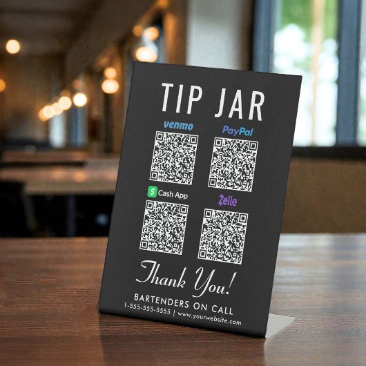 Tipp Jar QR Code Venmo Paypal Cashapp Zelle Sockelschild
