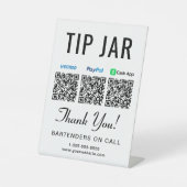 Tipp Jar Venmo Paypal Cashapp QR Codes Tabletop Sockelschild (Vorderseite)