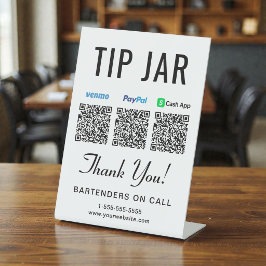 Tipp Jar Venmo Paypal Cashapp QR Codes Tabletop Sockelschild
