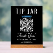 Tipp Jar Venmo QR Code Black Acrylschild (Neutral)