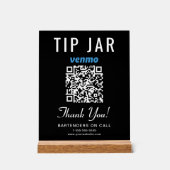 Tipp Jar Venmo QR Code Black Acrylschild (Vorderseite)