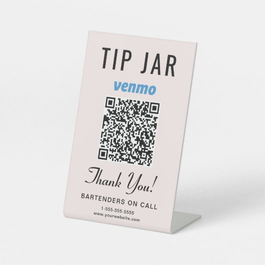 Tipp Jar Venmo QR Code Rosa Sockelschild (Vorderseite)