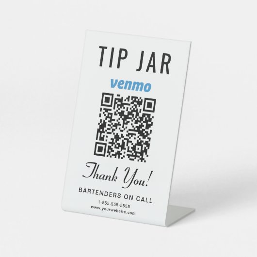 Tipp Jar Venmo QR Code Sockelschild (Vorderseite)
