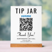 Tipp Jar Venmo QR Code Weiß Acrylschild (Neutral)