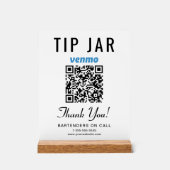Tipp Jar Venmo QR Code Weiß Acrylschild (Vorderseite)
