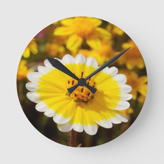 Tipp-Wildblumen Runde Wanduhr (Vorderseite)