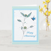 Tippen der Blue Butterfly Jubiläumsgrusskarte Karte (Gelbe Blume)