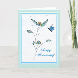 Tippen der Blue Butterfly Jubiläumsgrusskarte Karte