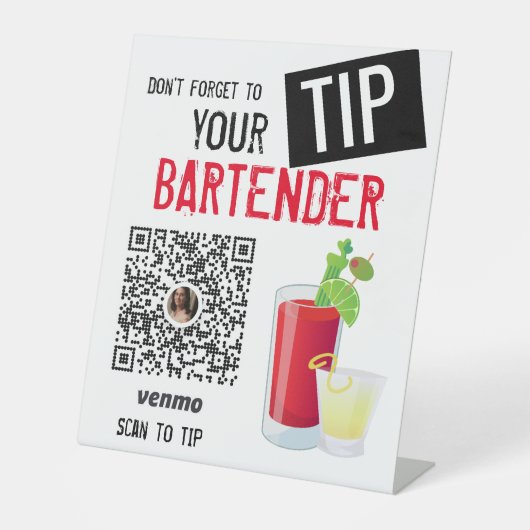 Tippen Sie auf Ihr Server-Barkeeper Venmo-Zeichen Sockelschild (Vorderseite)