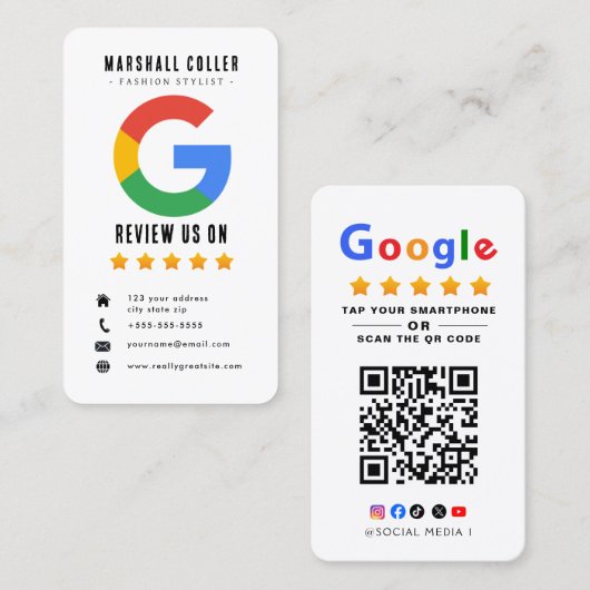 Tippen Sie hier, um den Google-Bewertungs-QR-Code Visitenkarte (Vorne/Hinten)