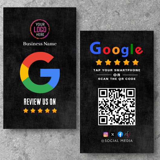 Tippen Sie hier, um die Google-Bewertungs-QR-Code  Visitenkarte