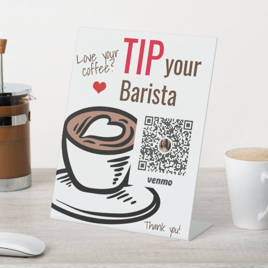 Tippen Sie Ihren Kaffee Barista Pedestal Schild (In SItu)