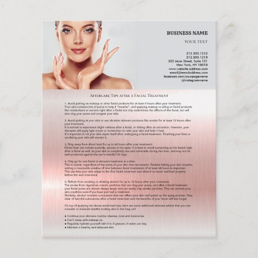 Tipps nach einer Gesichtsbehandlung 4,5"x5,6" Flyer (Vorne)