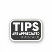 Tipps sind willkommen dank der Aufkleber (Vorderseite)