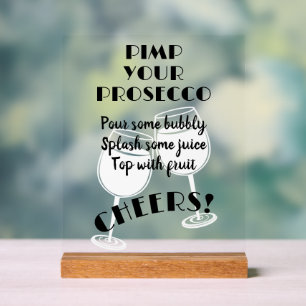 Tipps und Bar für den Prosecco Cocktail Acrylschild