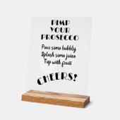 Tipps und Bar für den Prosecco Cocktail Acrylschild (Winkel)