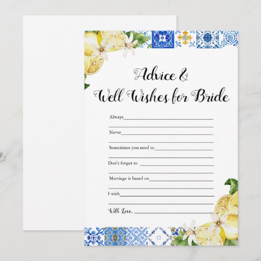 Tipps und Wünsche für das Bride Game Einladung (Vorne/Hinten)