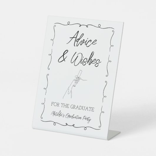 Tipps und Wünsche für den Schwarzweiß-Abschluss Sockelschild (Vorderseite)