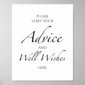 Tipps und Wünsche für Schwarz-Weiß-Brautparty Poster (Vorne)