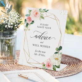 Tipps und Wünsche zur geometrischen Blüte Rosa Blä Sockelschild