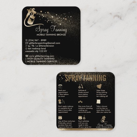 Tipps zum Spray Tan Aftercare Quadratische Visitenkarte (Vorne/Hinten)
