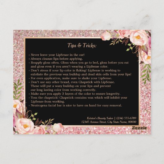 Tipps zur Anleitung | Rose Gold Floral Postkarte (Rückseite)