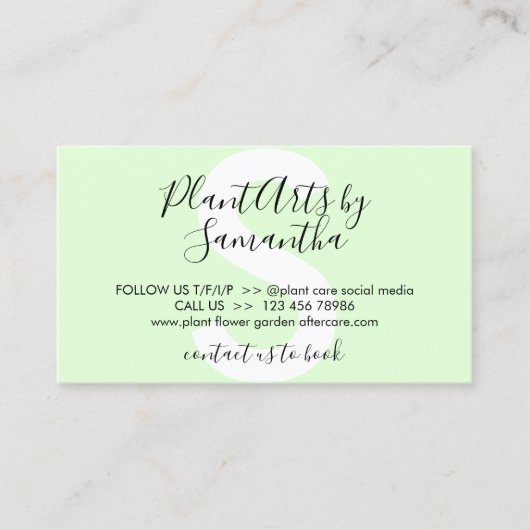 Tipps zur Pflanze für Pflanze-Enthusiasten Visitenkarte (Vorderseite)