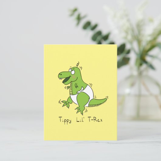 Tippy Lil T-Rex Baby Dinosaur Funny Postcard Postkarte (Stehend Vorderseite)