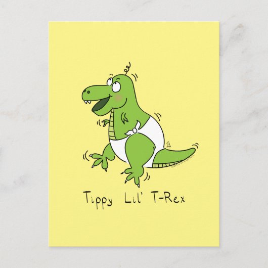 Tippy Lil T-Rex Baby Dinosaur Funny Postcard Postkarte (Vorderseite)