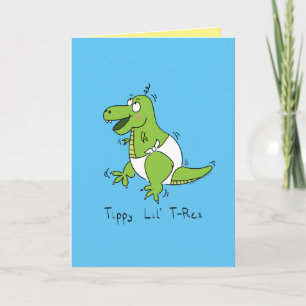 Tippy Lil T-Rex Baby Dinosaur Niedliche Grußkarte Karte