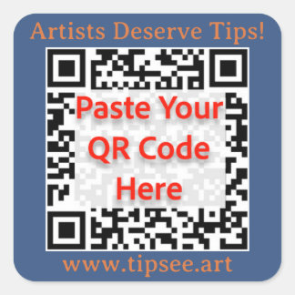 TipSee Member Custom QR sticker, blue background, Quadratischer Aufkleber