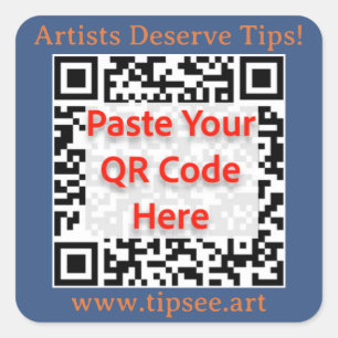 TipSee-Mitglieder-QR-Sticker mit blauem Hintergrun Quadratischer Aufkleber