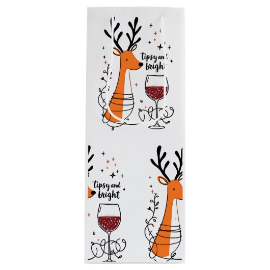 Tipsy and Bright Reindeer Geschenktüte Für Weinflaschen (Vorderseite)