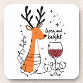 Tipsy and Bright Reindeer Getränkeuntersetzer (Vorderseite)