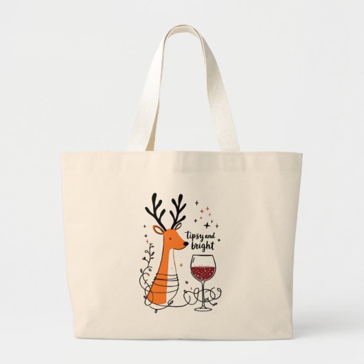 Tipsy and Bright Reindeer Jumbo Stoffbeutel (Vorne)