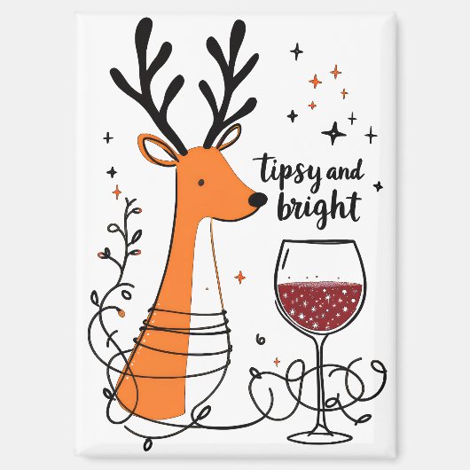 Tipsy and Bright Reindeer Magnet (Vorderseite)
