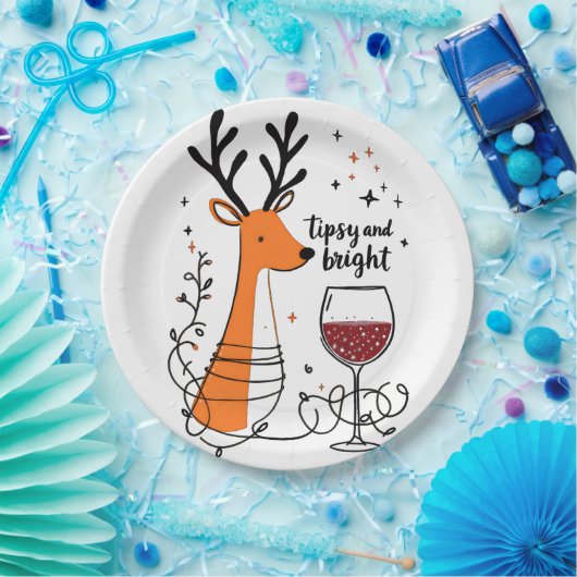 Tipsy and Bright Reindeer Pappteller (Party)