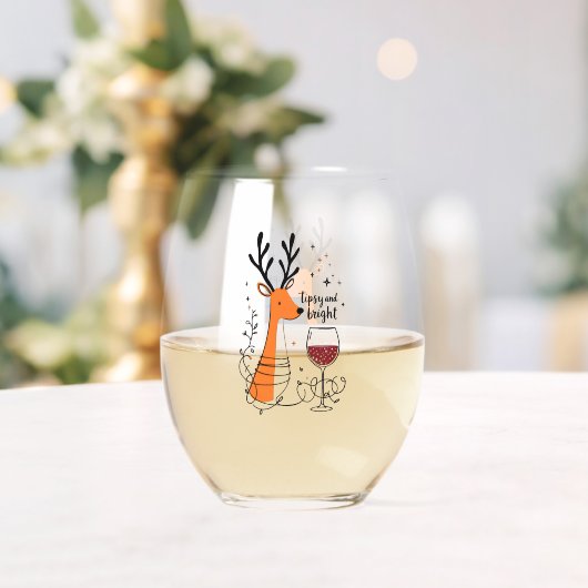 Tipsy and Bright Reindeer Weinglas Ohne Stiel (Insitu (Hochzeit))