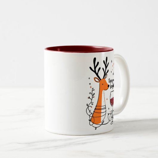 Tipsy and Bright Reindeer  Zweifarbige Tasse (VorderseiteRechts)
