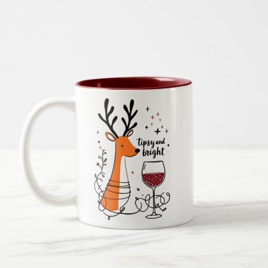 Tipsy and Bright Reindeer Zweifarbige Tasse (Links)