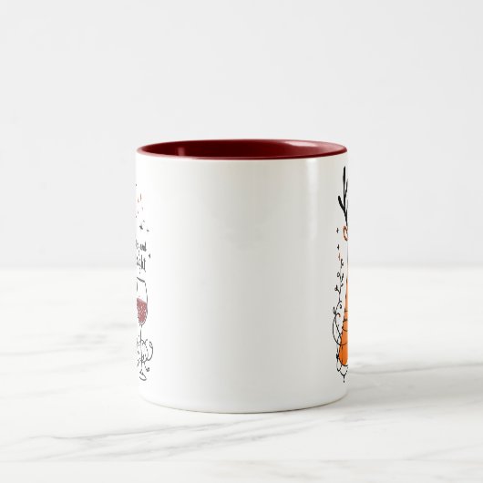 Tipsy and Bright Reindeer  Zweifarbige Tasse (Mittel)