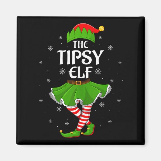 Tipsy Elf Christmas Family Girls Women Elf Squad X Magnet (Vorne)