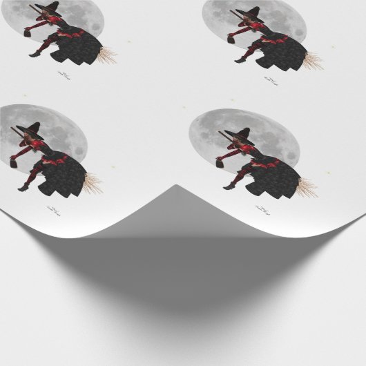 Tipsy Hexe auf dem Flying Broom Wrapping Paper Geschenkpapier (Ecke)