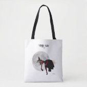 Tipsy Hexe auf Flug-Broom-Tote-Tasche Tasche (Vorderseite)