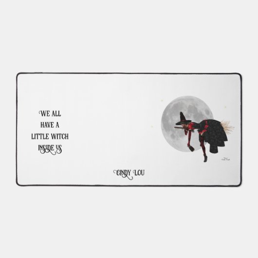 Tipsy Hexe auf Flying Broom Desk Mat Schreibtischunterlage (Vorderseite)