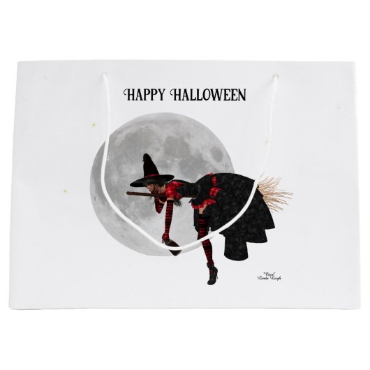 Tipsy Hexe auf Flying Broom-Geschenktasche Große Geschenktüte (Vorderseite)