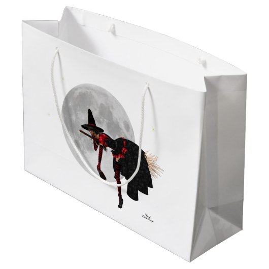 Tipsy Hexe auf Flying Broom-Geschenktasche Große Geschenktüte (Rückseite Schrägansicht)