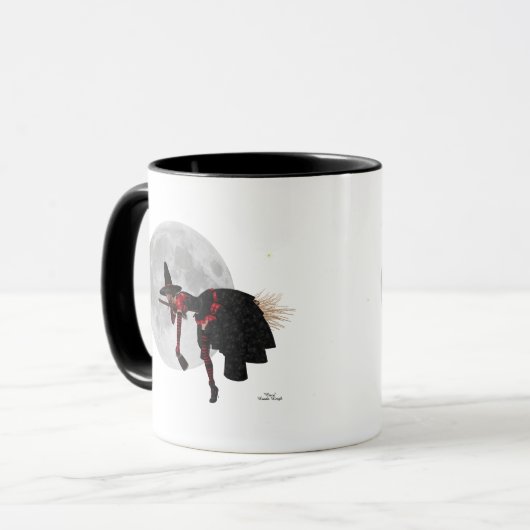 Tipsy Hexe auf Flying Broom-Kaffee-Tasse Tasse (Vorderseite Links)