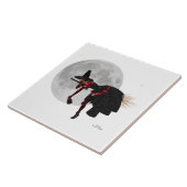 Tipsy Hexe auf Keramik im Flug Fliese (Seite)