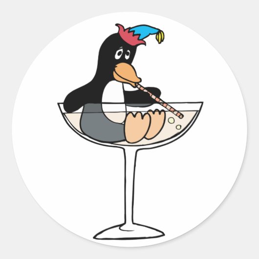 Tipsy Penguin Runder Aufkleber (Vorderseite)